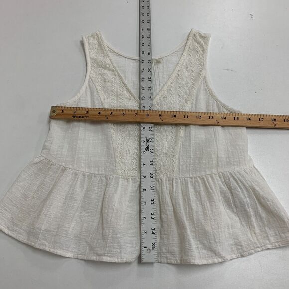 Roxy First and Only Tank Top Womens S White Lightweight Cotton Gauze Peplum Hem - Picture 7 of 13